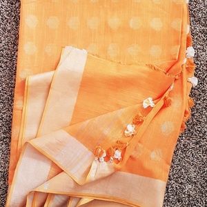 Saree with kalamkari blouse material (new)